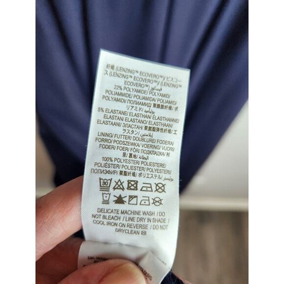 Boden Jersey Knit Fit and Flare Navy Dress sz 16/18 puff sleeves nwt *flawed* - Picture 10 of 15